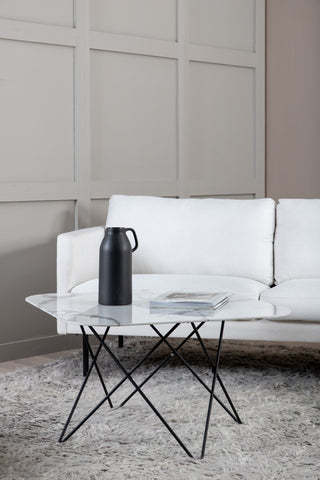 Tristar Soffbord - Svart / Vit glasmarmor