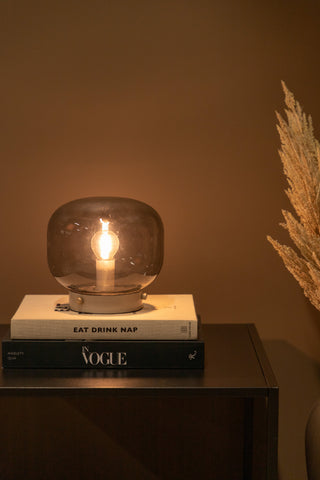 Bollonelie -Bordslampa - Beige/Svart smokey Glas
