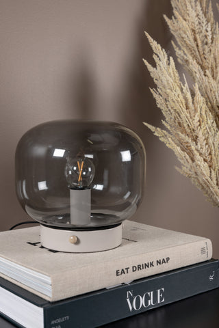 Bollonelie -Bordslampa - Beige/Svart smokey Glas