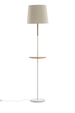 Hattman -Golvlampa - Vit / Trä / Marmor / Linne