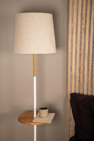 Hattman -Golvlampa - Vit / Trä / Marmor / Linne