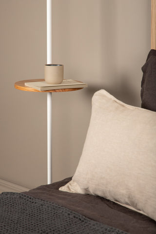 Hattman -Golvlampa - Vit / Trä / Marmor / Linne