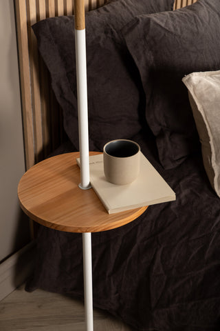 Hattman -Golvlampa - Vit / Trä / Marmor / Linne