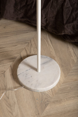 Hattman -Golvlampa - Vit / Trä / Marmor / Linne