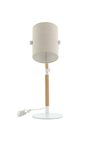 Dennis -Bordslampa - Vit / Trä/Beige Linne