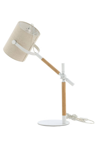 Dennis -Bordslampa - Vit / Trä/Beige Linne