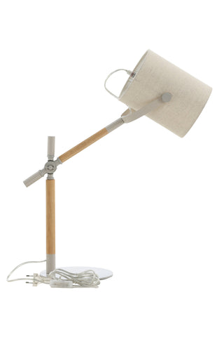 Dennis -Bordslampa - Beige / Trä/Beige Linne