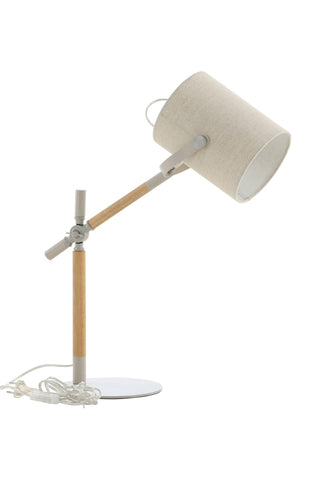 Dennis -Bordslampa - Beige / Trä/Beige Linne