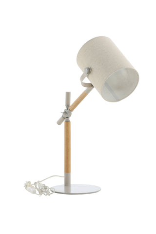 Dennis -Bordslampa - Beige / Trä/Beige Linne