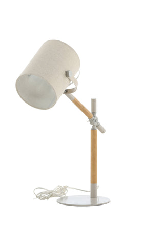 Dennis -Bordslampa - Beige / Trä/Beige Linne