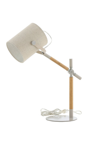 Dennis -Bordslampa - Beige / Trä/Beige Linne