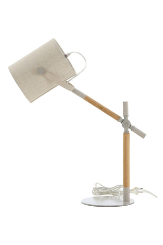 Dennis -Bordslampa - Beige / Trä/Beige Linne