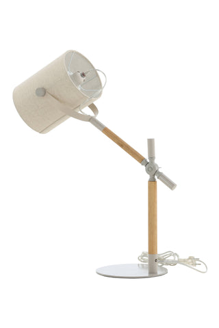 Dennis -Bordslampa - Beige / Trä/Beige Linne