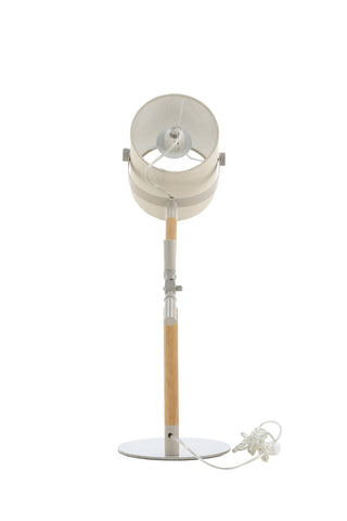 Dennis -Bordslampa - Beige / Trä/Beige Linne