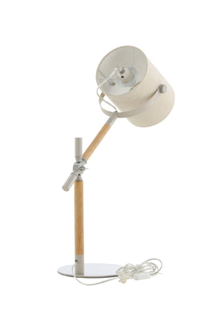 Dennis -Bordslampa - Beige / Trä/Beige Linne