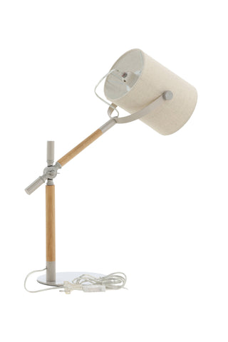 Dennis -Bordslampa - Beige / Trä/Beige Linne
