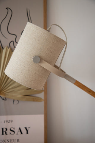 Dennis -Bordslampa - Beige / Trä/Beige Linne