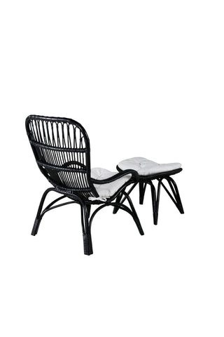 Ella Lounge Chair - SVART rotting / Offwhite Kudde. inkl. Osmansk