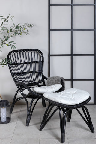 Ella Lounge Chair - SVART rotting / Offwhite Kudde. inkl. Osmansk