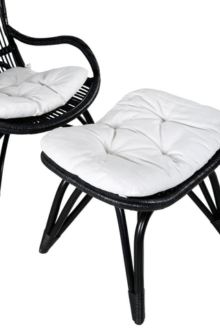 Ella Lounge Chair - SVART rotting / Offwhite Kudde. inkl. Osmansk