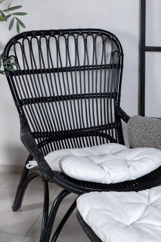 Ella Lounge Chair - SVART rotting / Offwhite Kudde. inkl. Osmansk