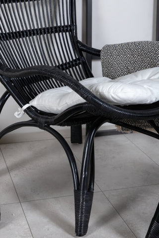 Ella Lounge Chair - SVART rotting / Offwhite Kudde. inkl. Osmansk