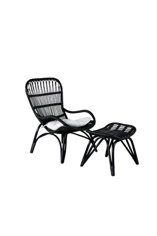 Ella Lounge Chair - SVART rotting / Offwhite Kudde. inkl. Osmansk