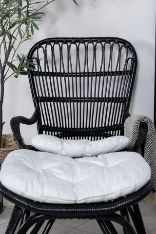 Ella Lounge Chair - SVART rotting / Offwhite Kudde. inkl. Osmansk