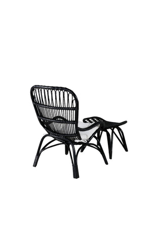 Ella Lounge Chair - SVART rotting / Offwhite Kudde. inkl. Osmansk
