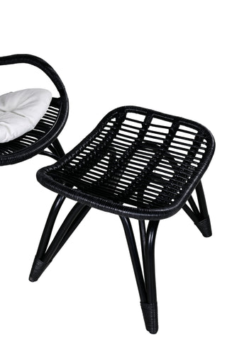 Ella Lounge Chair - SVART rotting / Offwhite Kudde. inkl. Osmansk