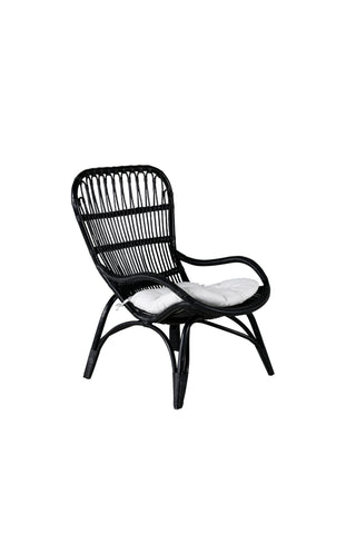 Ella Lounge Chair - SVART rotting / Offwhite Kudde. inkl. Osmansk
