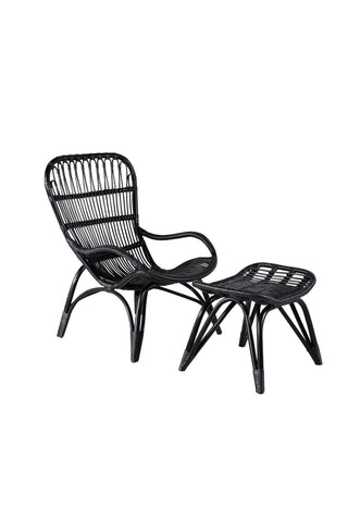 Ella Lounge Chair - SVART rotting / Offwhite Kudde. inkl. Osmansk