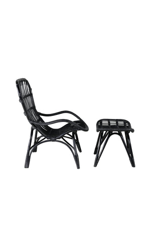 Ella Lounge Chair - SVART rotting / Offwhite Kudde. inkl. Osmansk