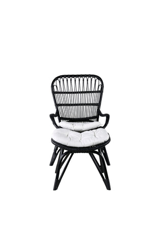 Ella Lounge Chair - SVART rotting / Offwhite Kudde. inkl. Osmansk