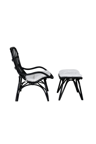 Ella Lounge Chair - SVART rotting / Offwhite Kudde. inkl. Osmansk