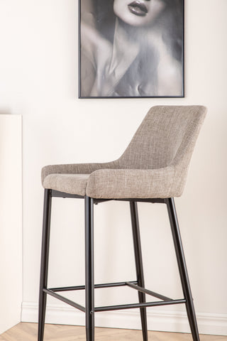Plaza Barstol 2-pack - Svart / Beige tyg (polyesterlinne)