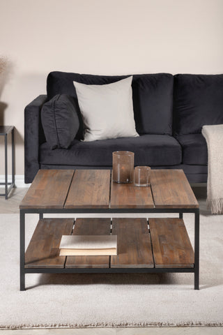 Padang Soffbord - Svart / Mör Teak - 80*80*H40