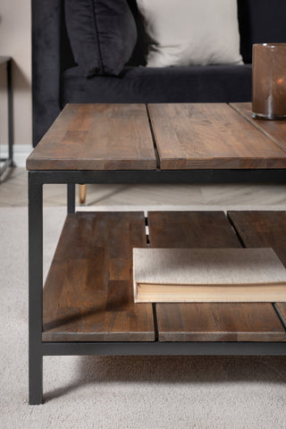 Padang Soffbord - Svart / Mör Teak - 80*80*H40