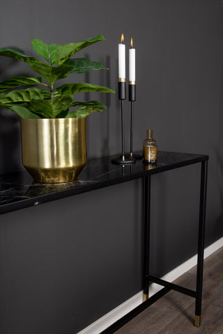 Dipp Sidobord med Hylla 100*30*75 - Svart / Mässing