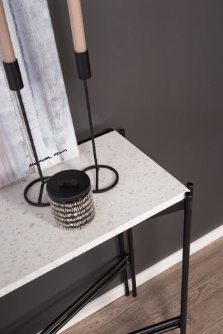 Razzia Sidobord 110*30*75 Vit Terazzo / Svart