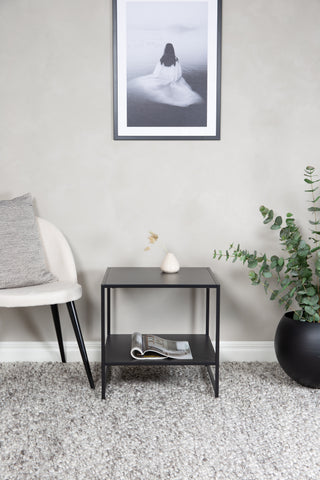 Staal - Sidobord med Hylla - Svart