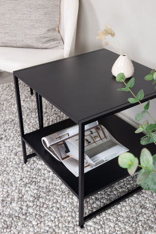 Staal - Sidobord med Hylla - Svart