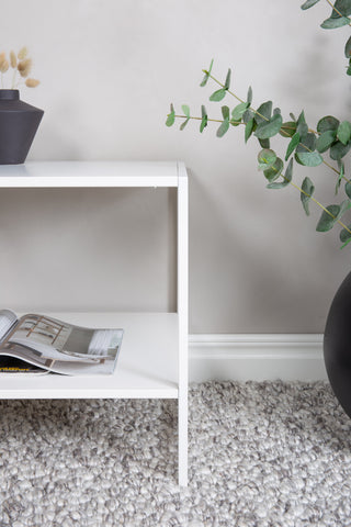 Staal - Sidobord med Hylla - Vit