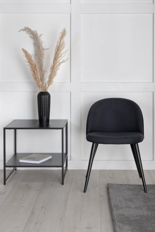 Velvet Dining Chiar 2-pack - Svarta ben - Svart tyg