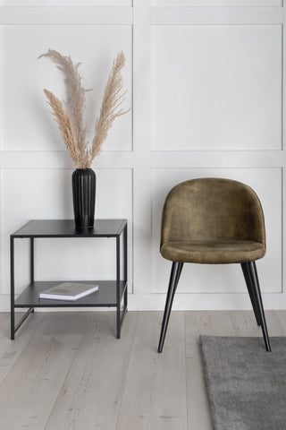 Velvet Dining Chair 2-pack - Svarta ben - Dusty Green Velvet