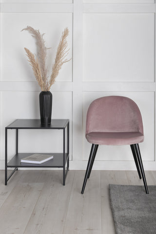 Velvet Matstol 2-pack - Svart / Gammelrosa Sammet