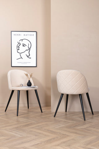 Velvet Stitches Stol 2-pack - Svart / Beige Sammet