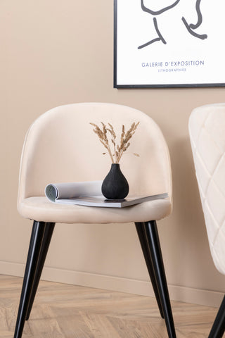 Velvet Stitches Stol 2-pack - Svart / Beige Sammet