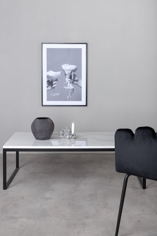 Estelle Soffbord 120*60*36 Vit marmor / Matt Svart