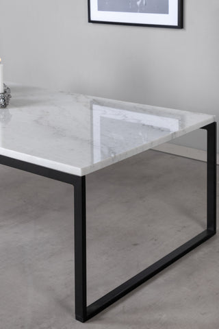 Estelle Soffbord 120*60*36 Vit marmor / Matt Svart